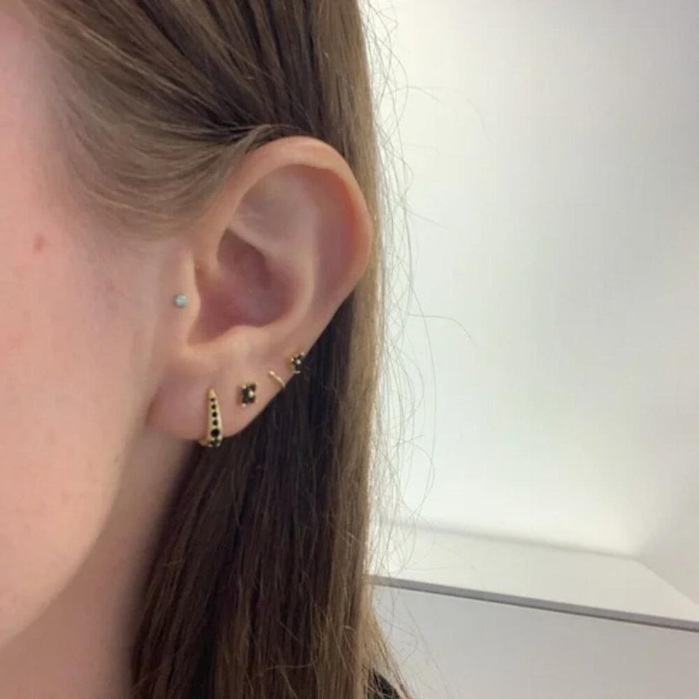 The Natasha Marley and me Gold plated sterling silver and black onyx hoops